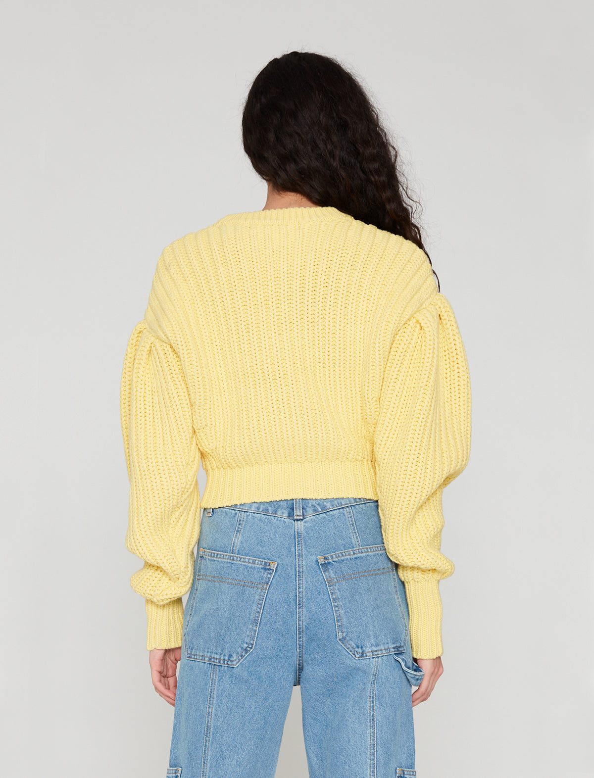 ROTATE Birger Christensen Adley Knit Sweater in Yellow Cream