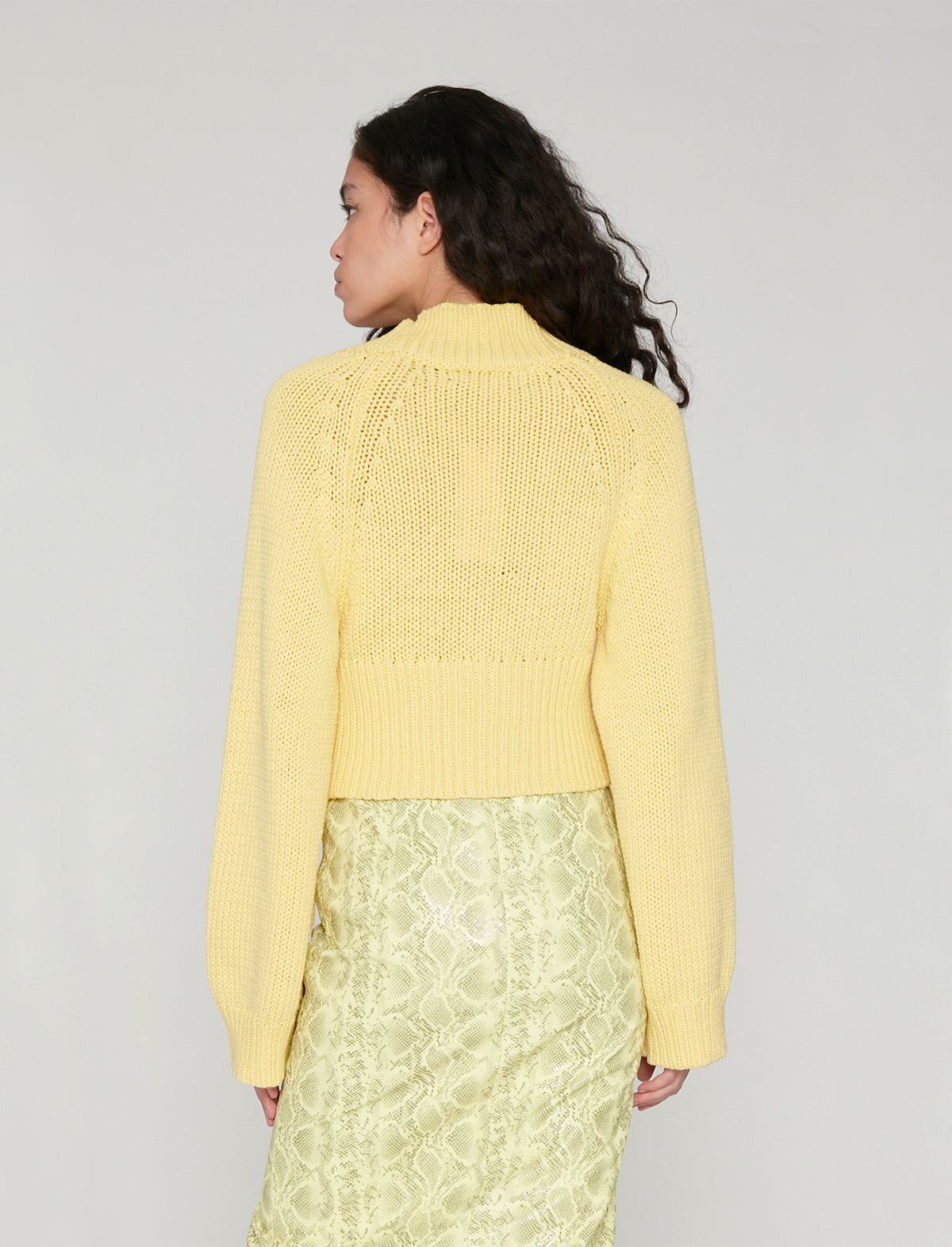 ROTATE Birger Christensen Gracelyn Knit Cardigan in Yellow Cream