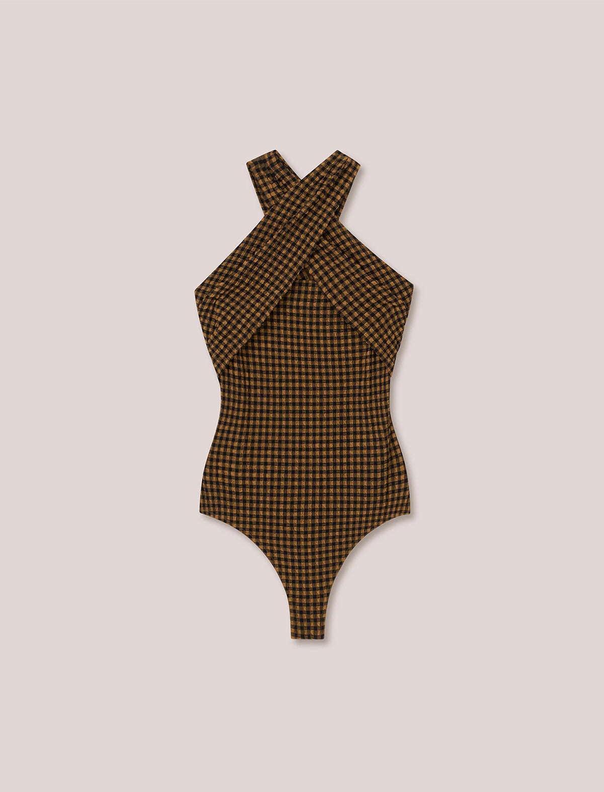 NANUSHKA Rana Bodysuit Top in Seeksucker Checksj