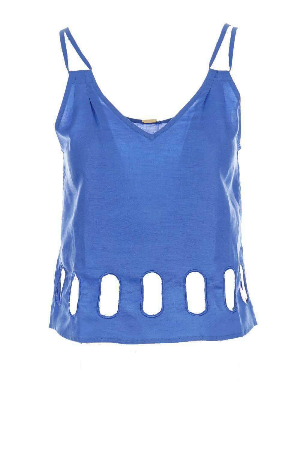 CULT GAIA Rayne Linen-Tencel Top In Sapphire | CLOSET Singapore