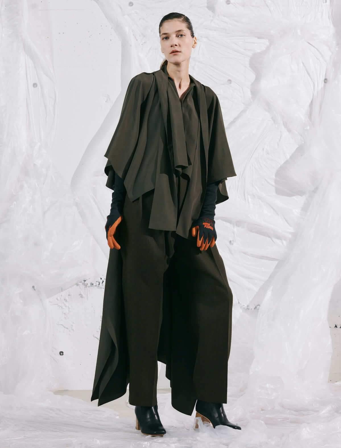 BEAUTIFUL PEOPLE Asymmetric Rayon-Blend Shirt Dress in Olive | CLOSET Singapore