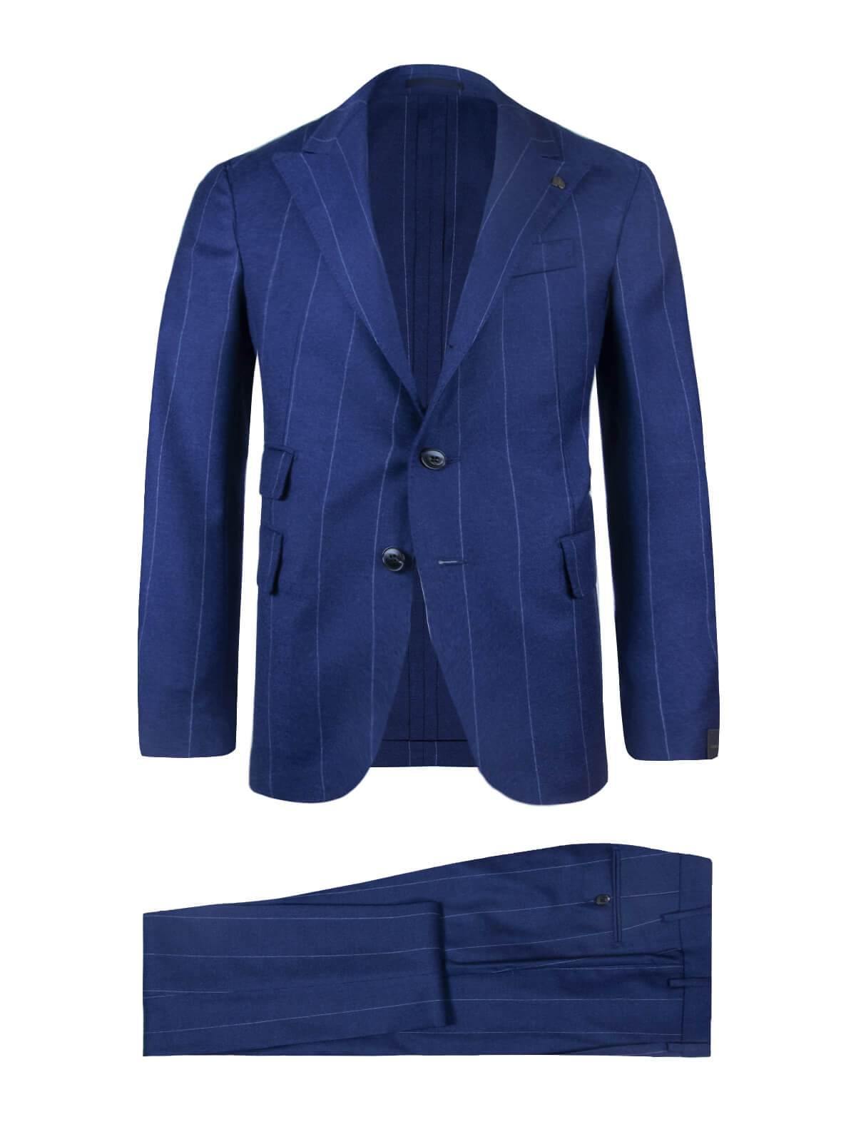 GABRIELE PASINI 2-Piece Lana Wool Suit in Blue Pinstripes