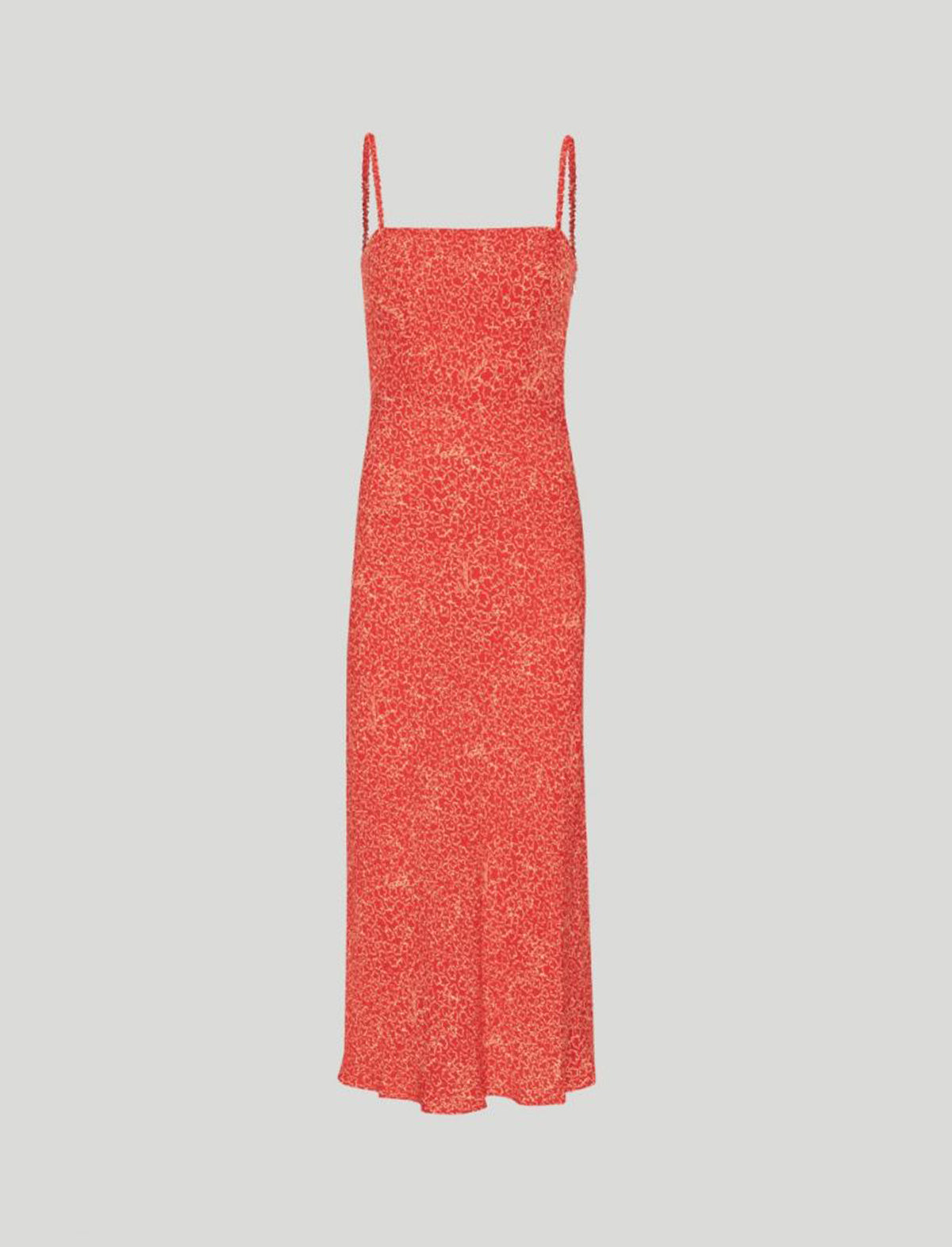 ROTATE Birger Christensen Fine Jacquard Midi Slip Dress in High Risk Red Comb