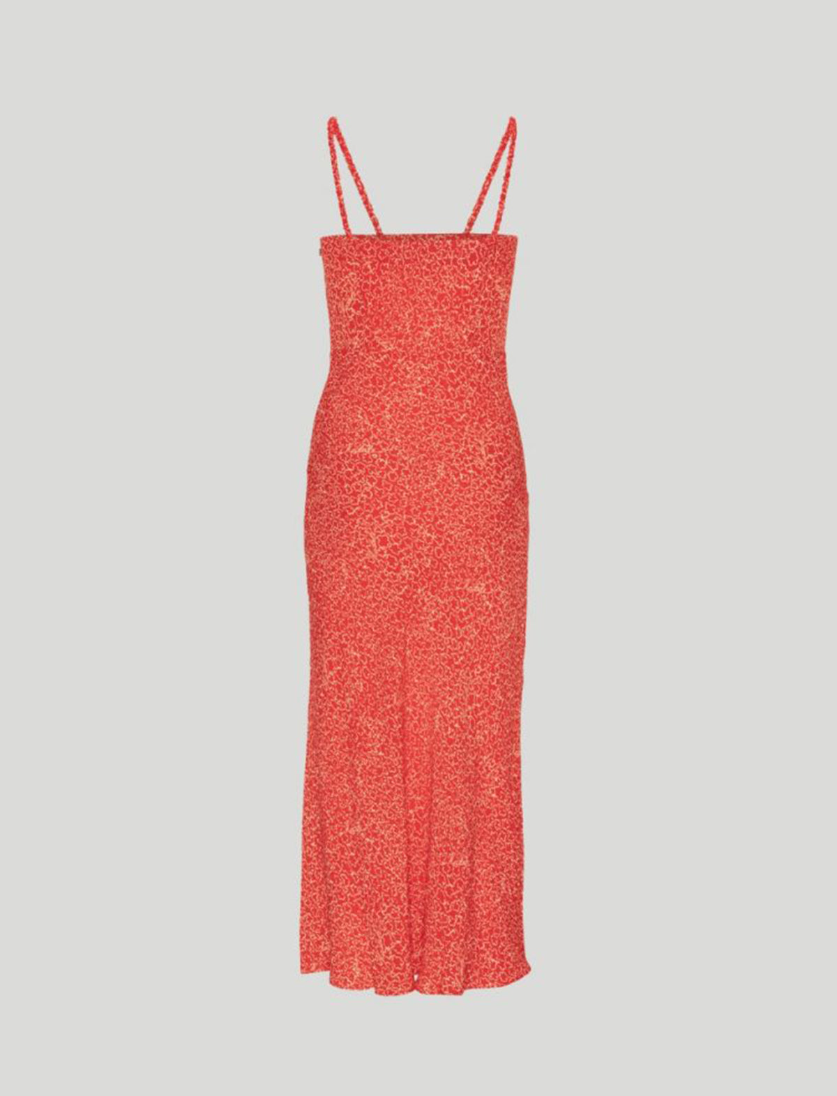 ROTATE Birger Christensen Fine Jacquard Midi Slip Dress in High Risk Red Comb