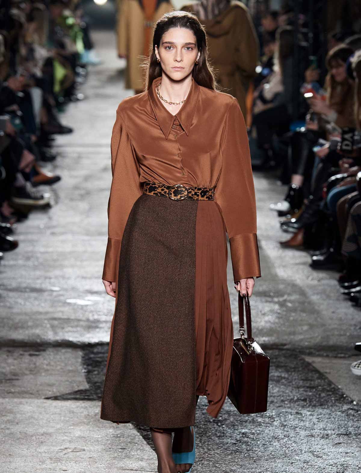 REJINA PYO Romola Asymmetrical Shirt in Brown