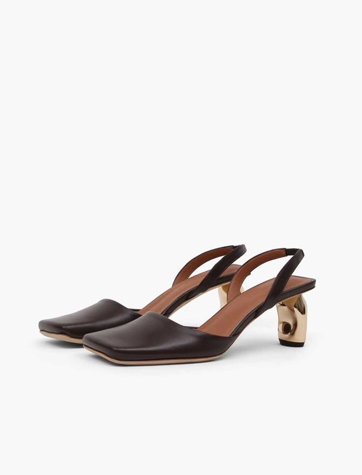 REJINA PYO Luna Slingback Heels in Leather Dark Brown
