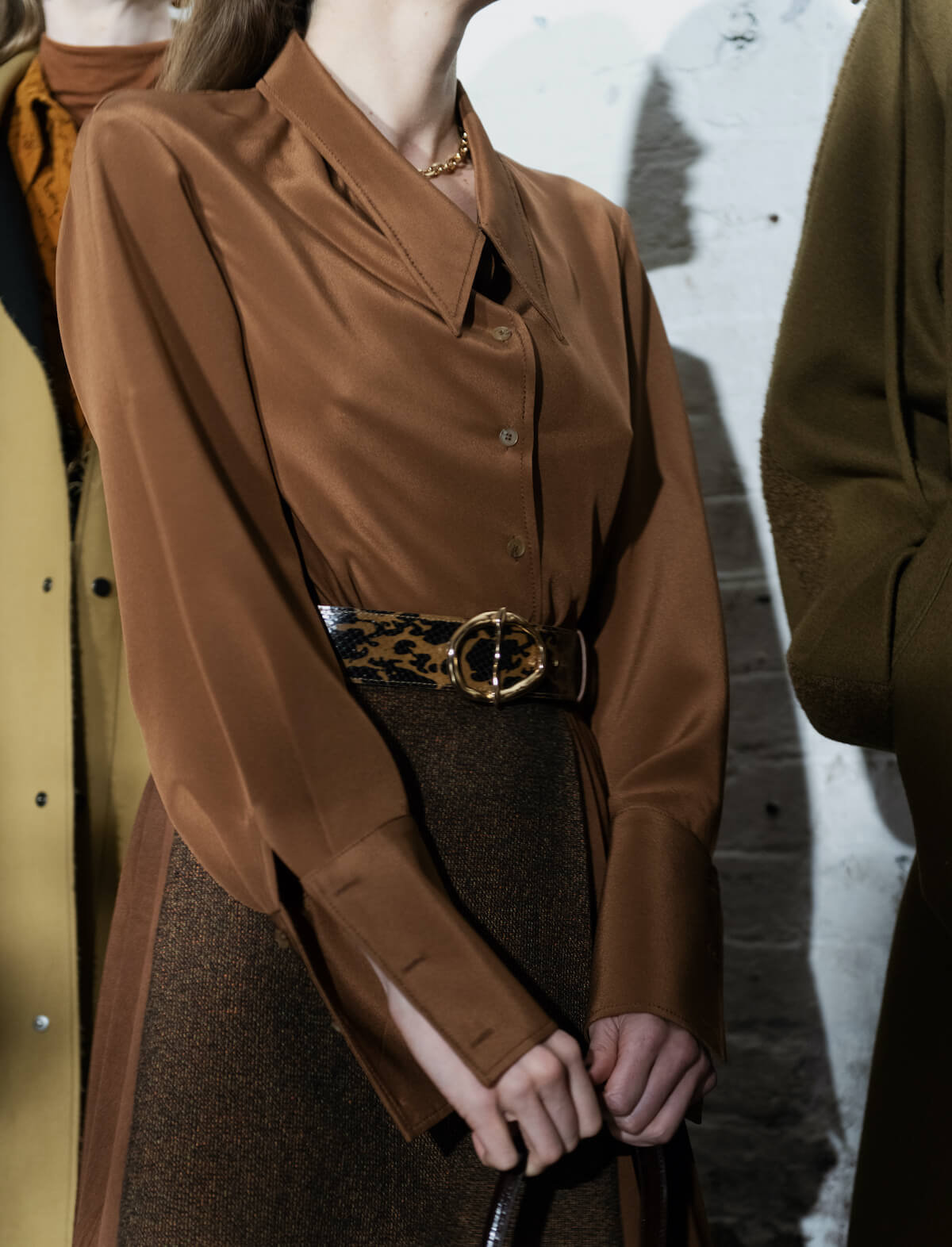 REJINA PYO Romola Asymmetrical Shirt in Brown