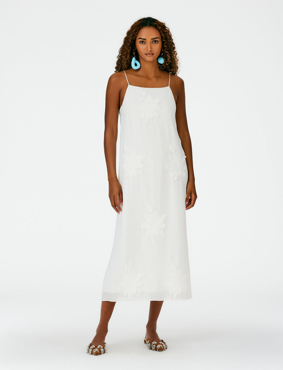 TIBI Dahlia Fil Coupe Slip Dress in Ivory