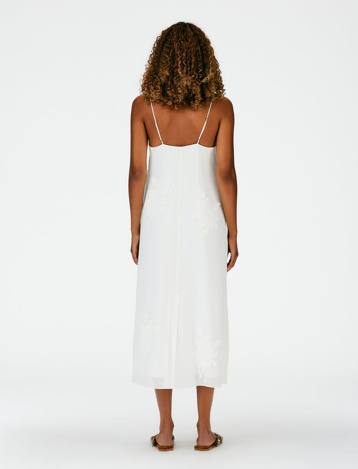 TIBI Dahlia Fil Coupe Slip Dress in Ivory