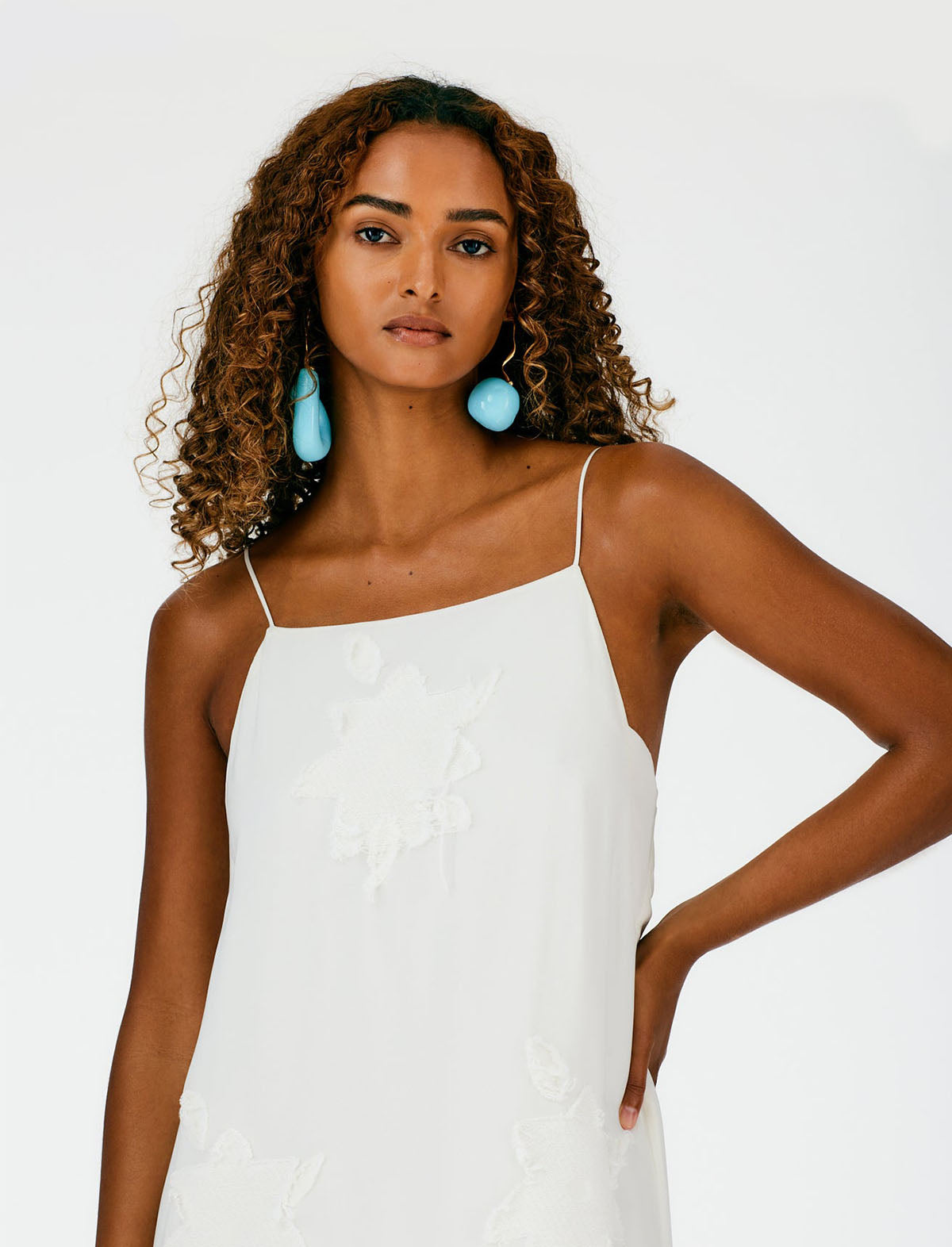 TIBI Dahlia Fil Coupe Slip Dress in Ivory