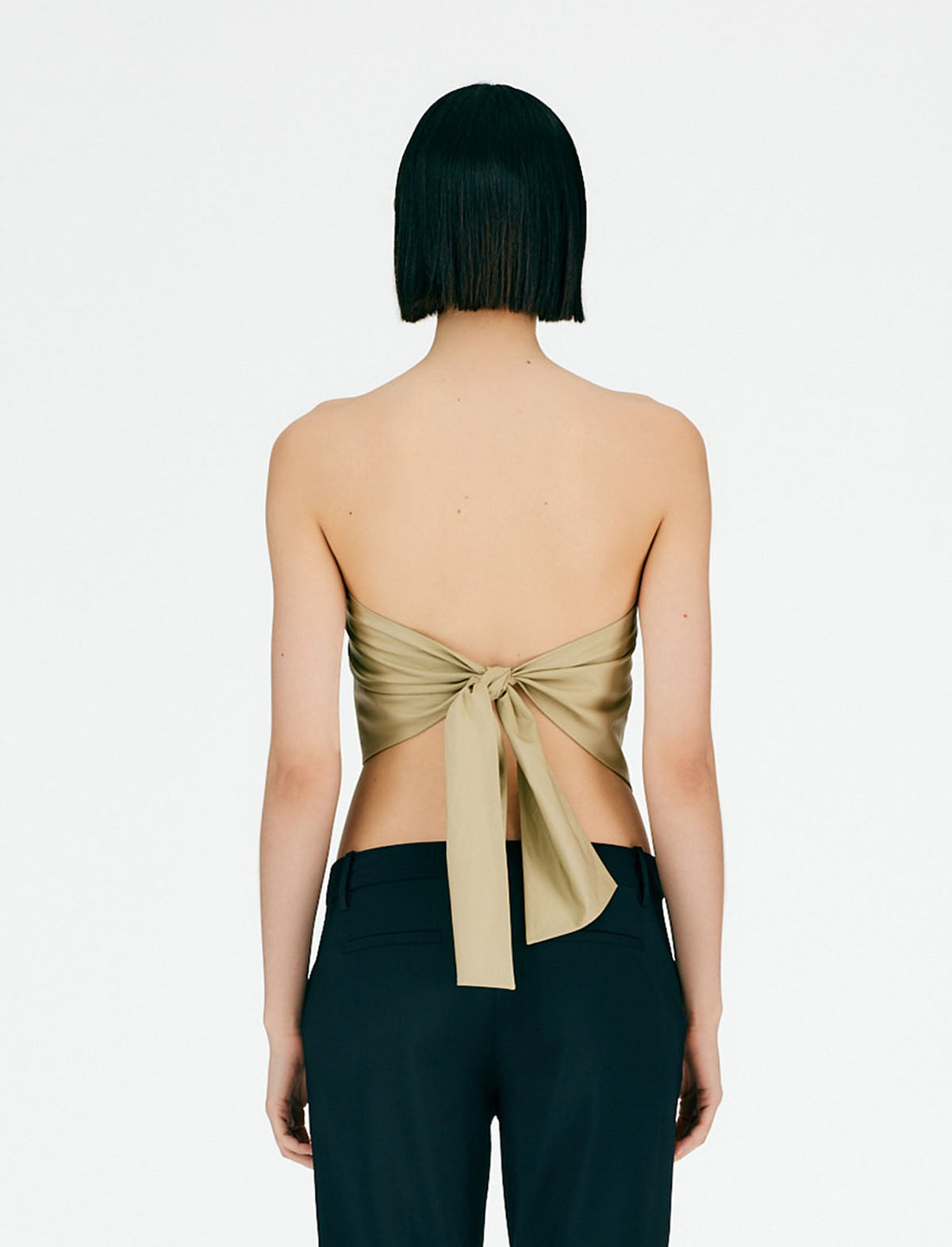 TIBI Eco Poplin Strapless Bandeau in Clay