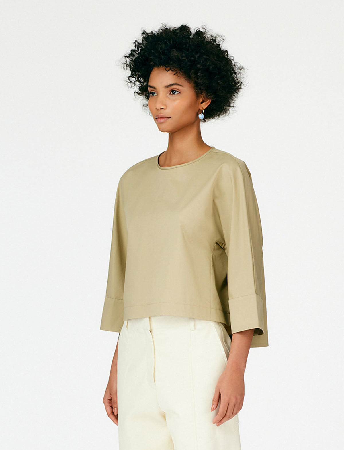 TIBI Eco Poplin Sculpted Top in Clay