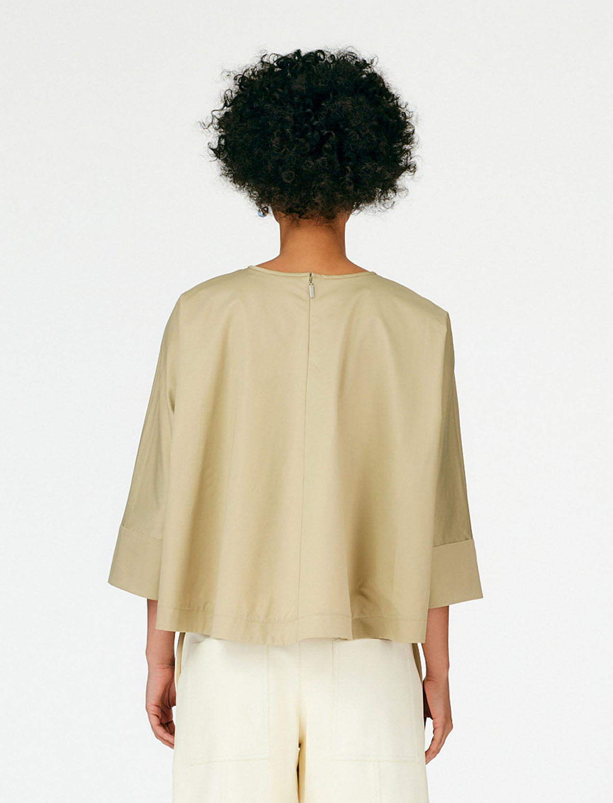 TIBI Eco Poplin Sculpted Top in Clay