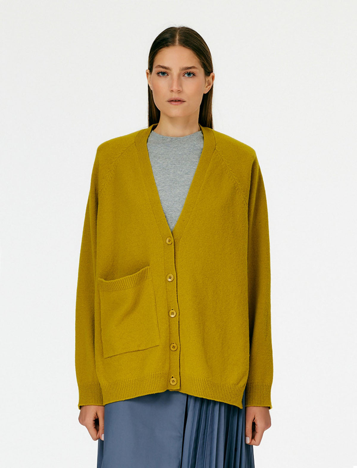 TIBI Soft Lambswool Half Cardigan in Dijon