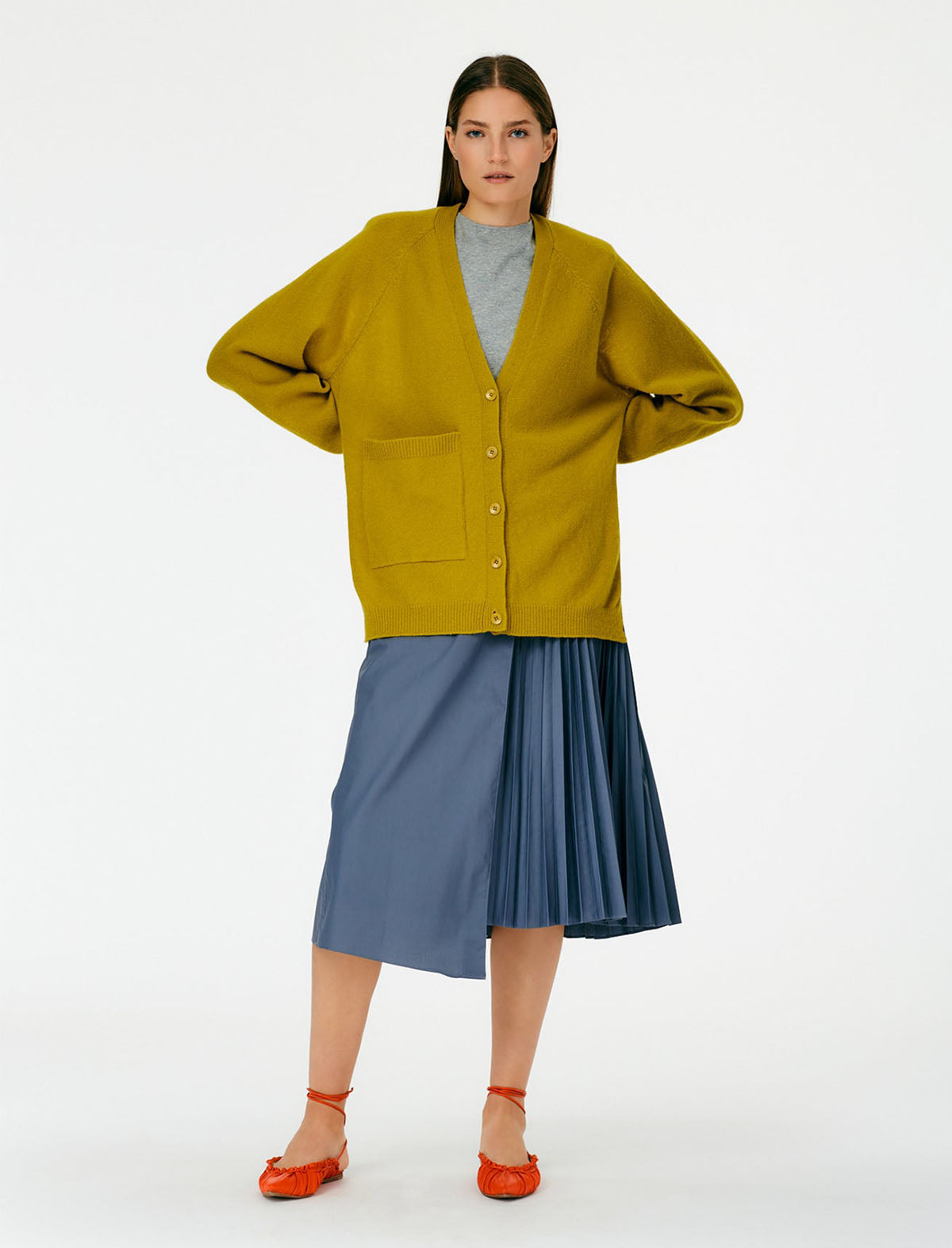 TIBI Soft Lambswool Half Cardigan in Dijon
