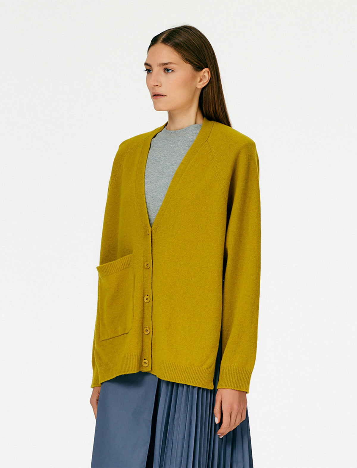 TIBI Soft Lambswool Half Cardigan in Dijon