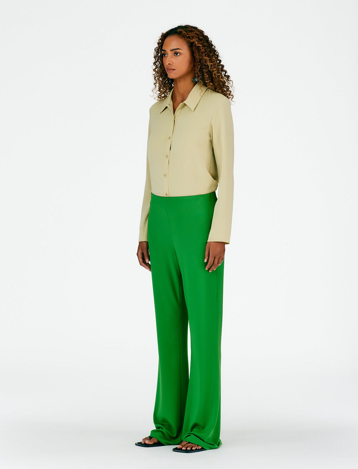 TIBI Serpentine Jersey Ali Fluid Pants in Leaf Green