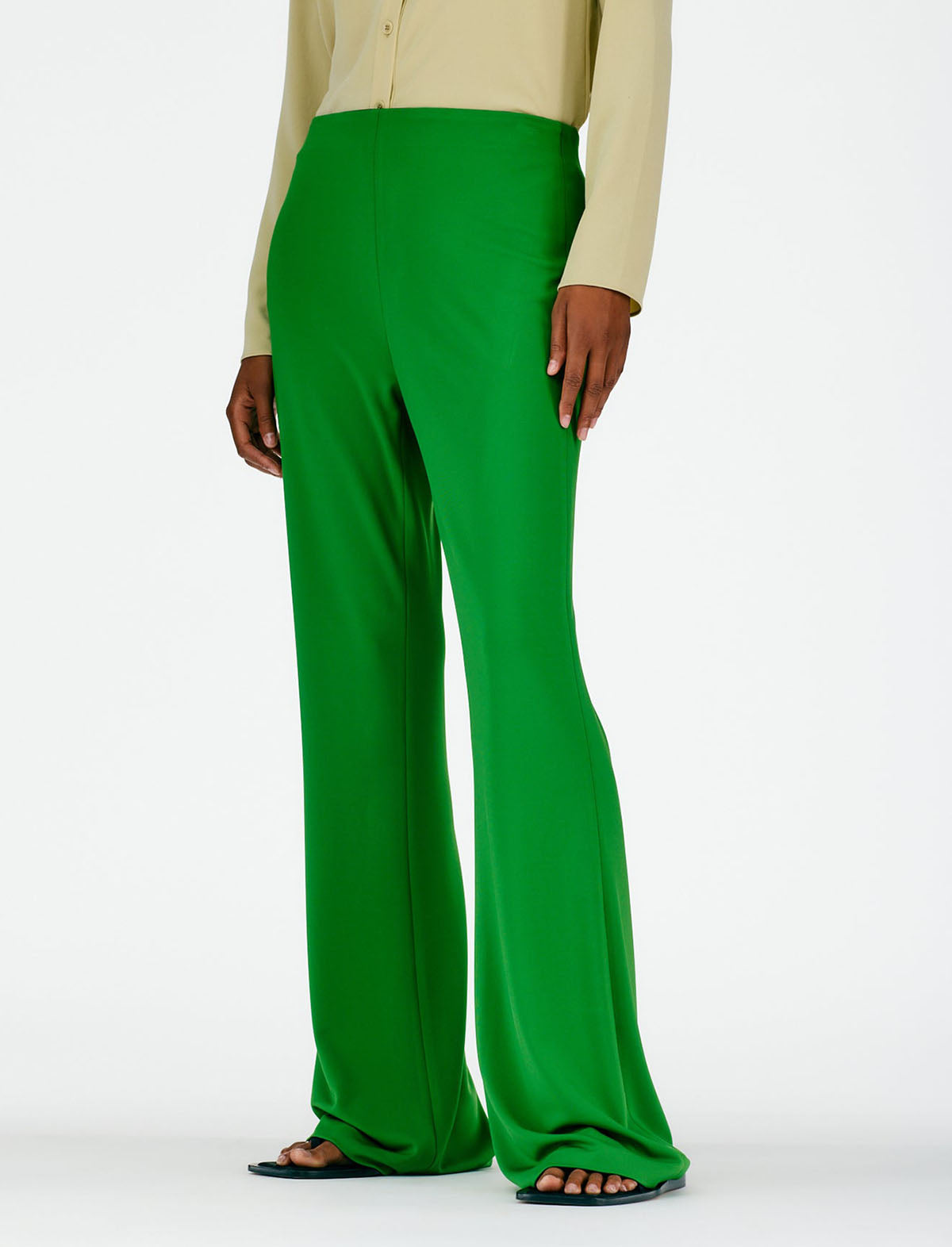TIBI Serpentine Jersey Ali Fluid Pants in Leaf Green