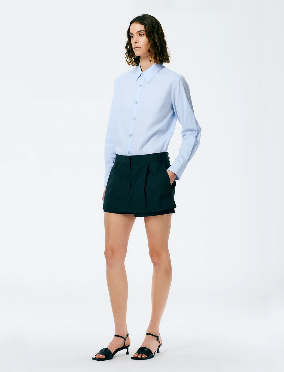 TIBI Arun Suiting Double Layer Mini Skirt in Hazel Green