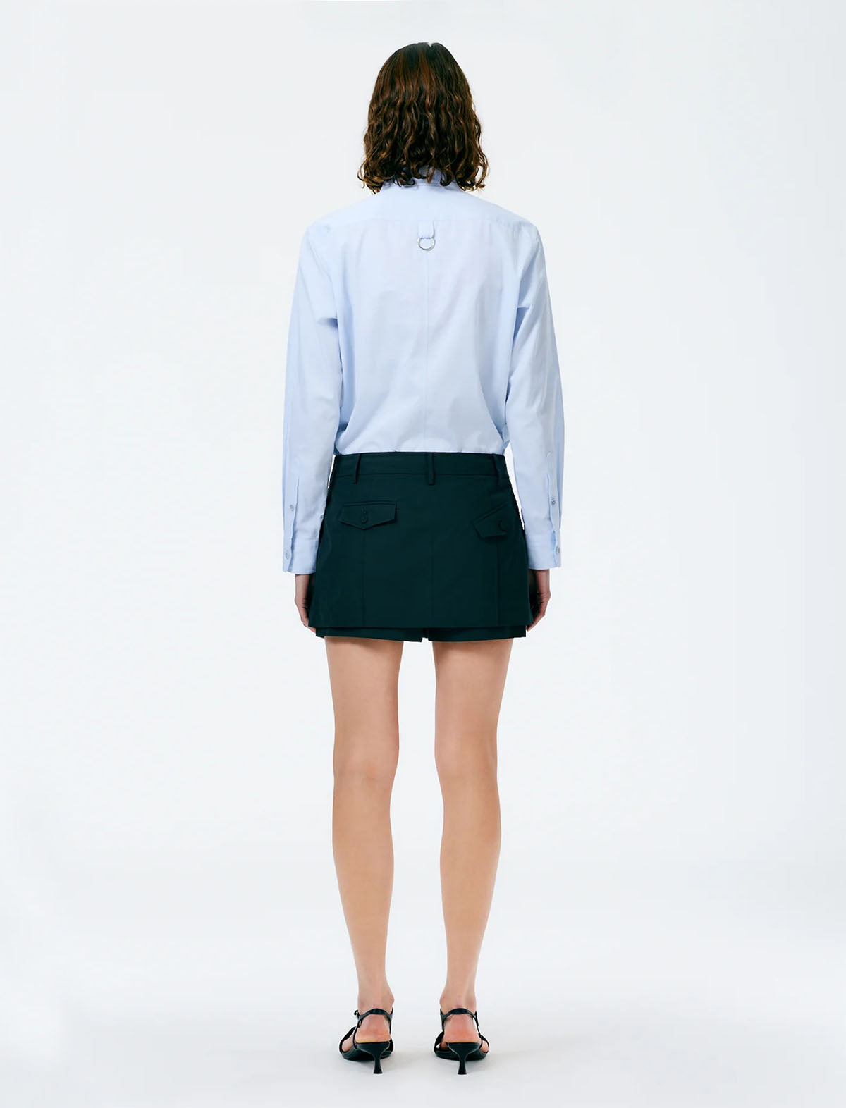 TIBI Arun Suiting Double Layer Mini Skirt in Hazel Green
