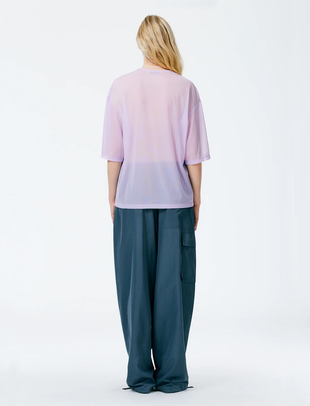 TIBI Sheer Gauze Easy T-Shirt in Dusty Lavender