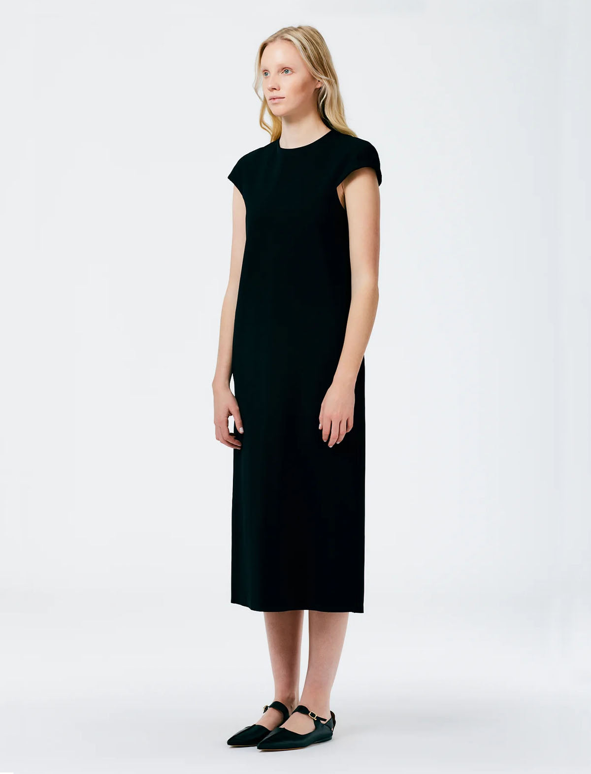 TIBI Compact Ultra Stretch Knit Lean Sleeveless Dress in Black