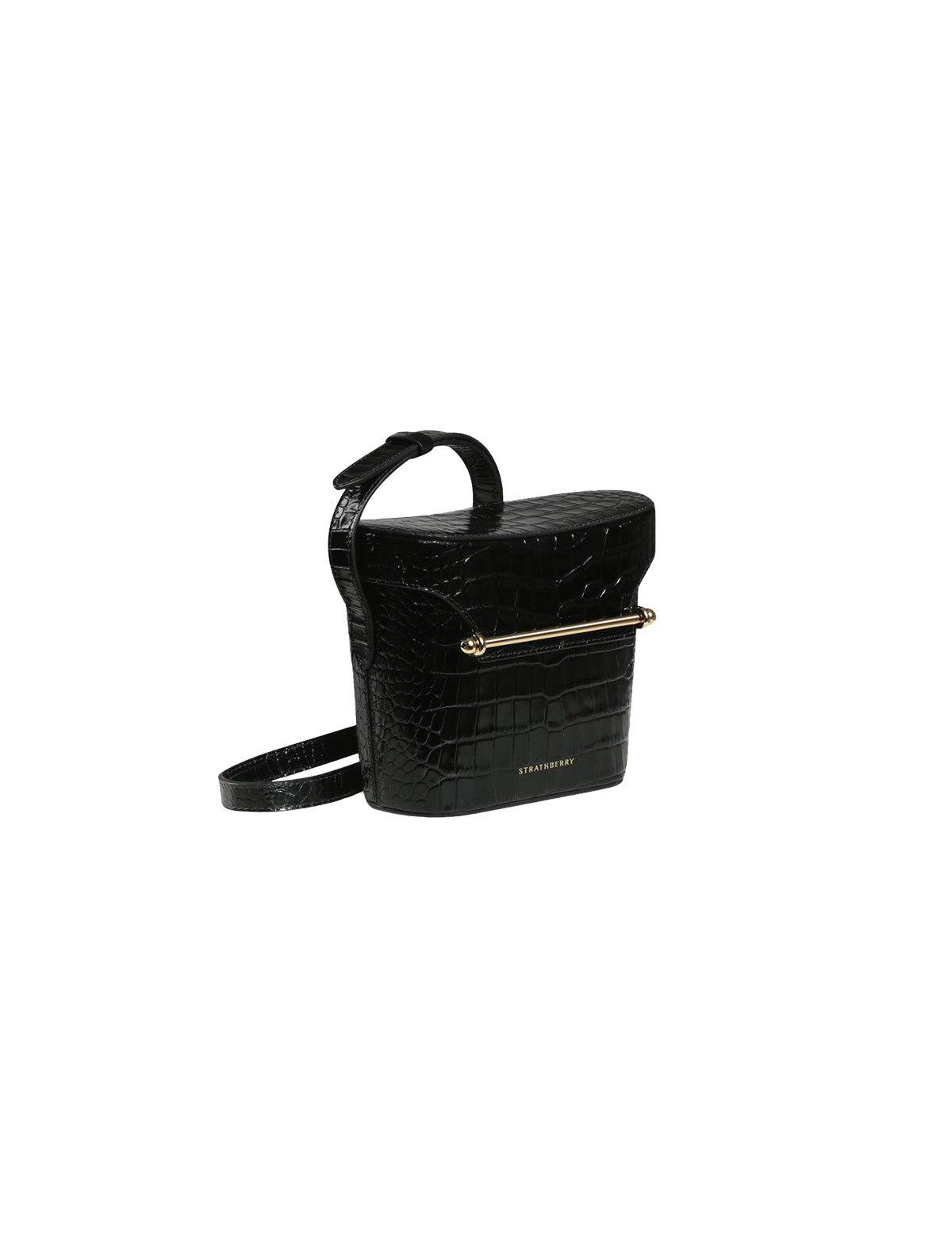 STRATHBERRY Safari Bag in Embossed Croc Black