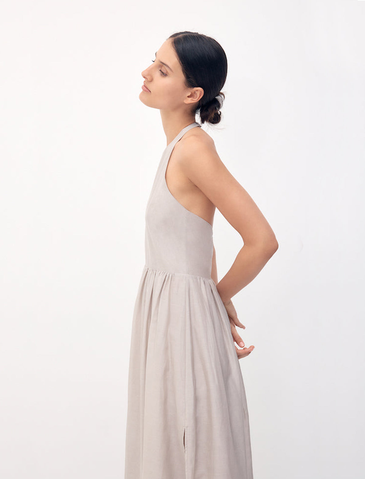 BIRD & KNOLL Sloane Cotton-Silk Dress in Stone