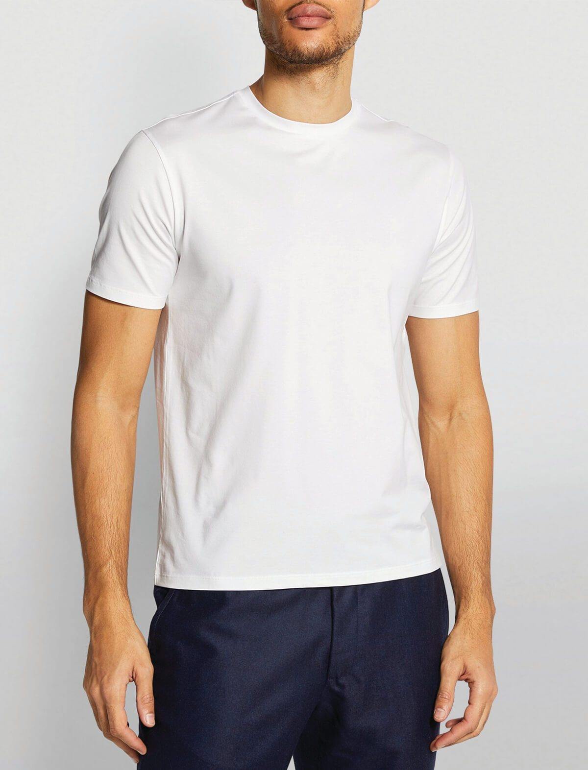 HERNO Superfine Cotton Stretch T-Shirt In White | CLOSET Singapore