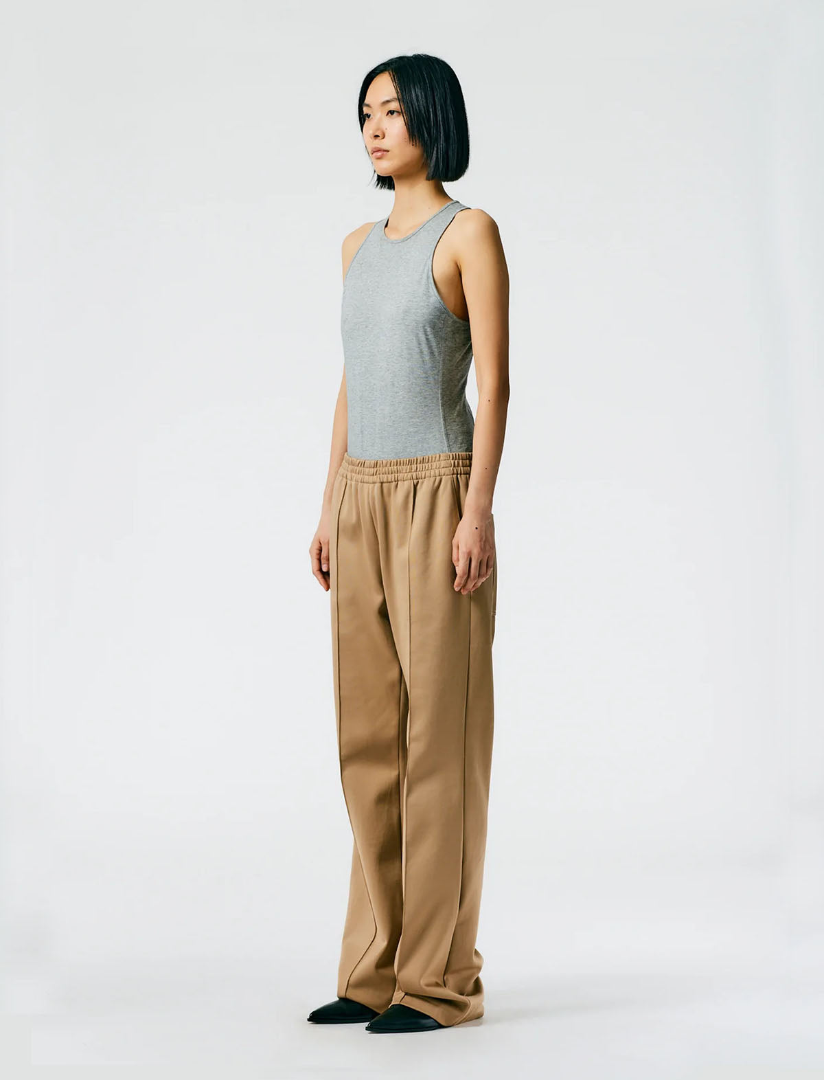 TIBI Fundamental Active Knit Scottie Jogger Pants in Tan