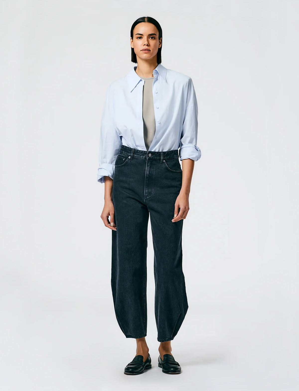 Tibi Fundamental Denim High-Waisted Quinn Jean in Black