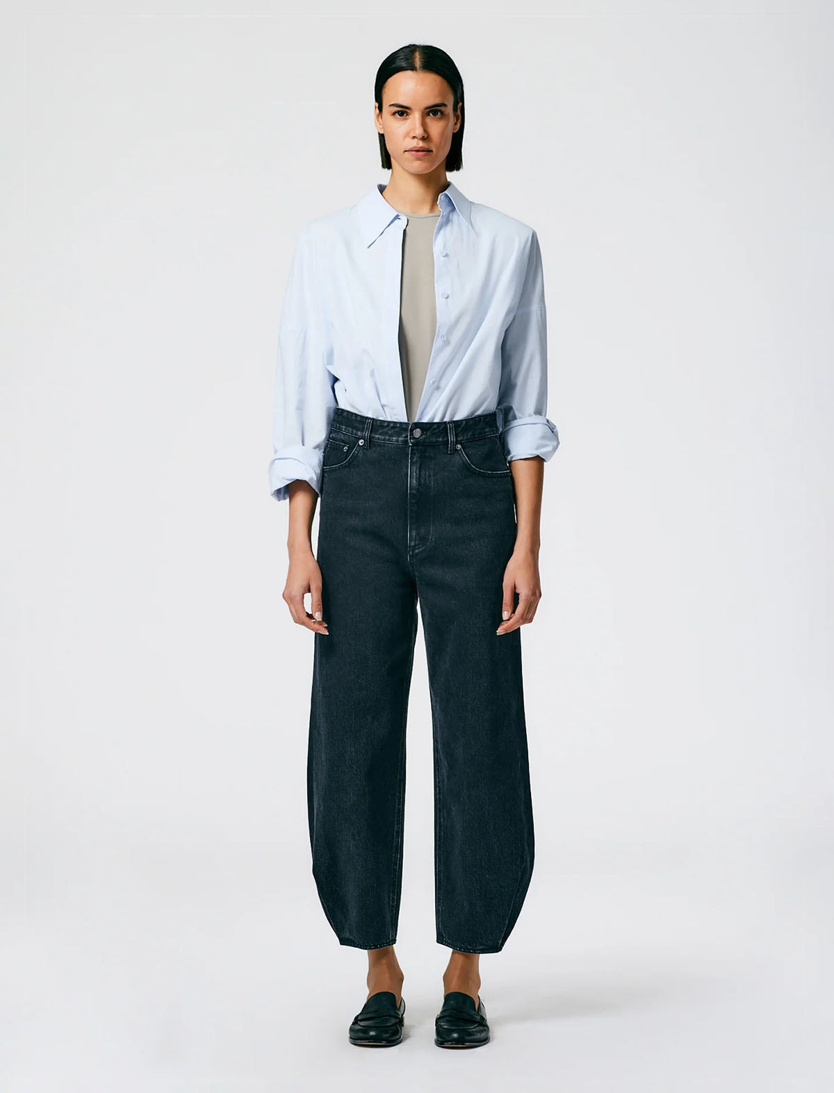 Tibi Fundamental Denim High-Waisted Quinn Jean in Black