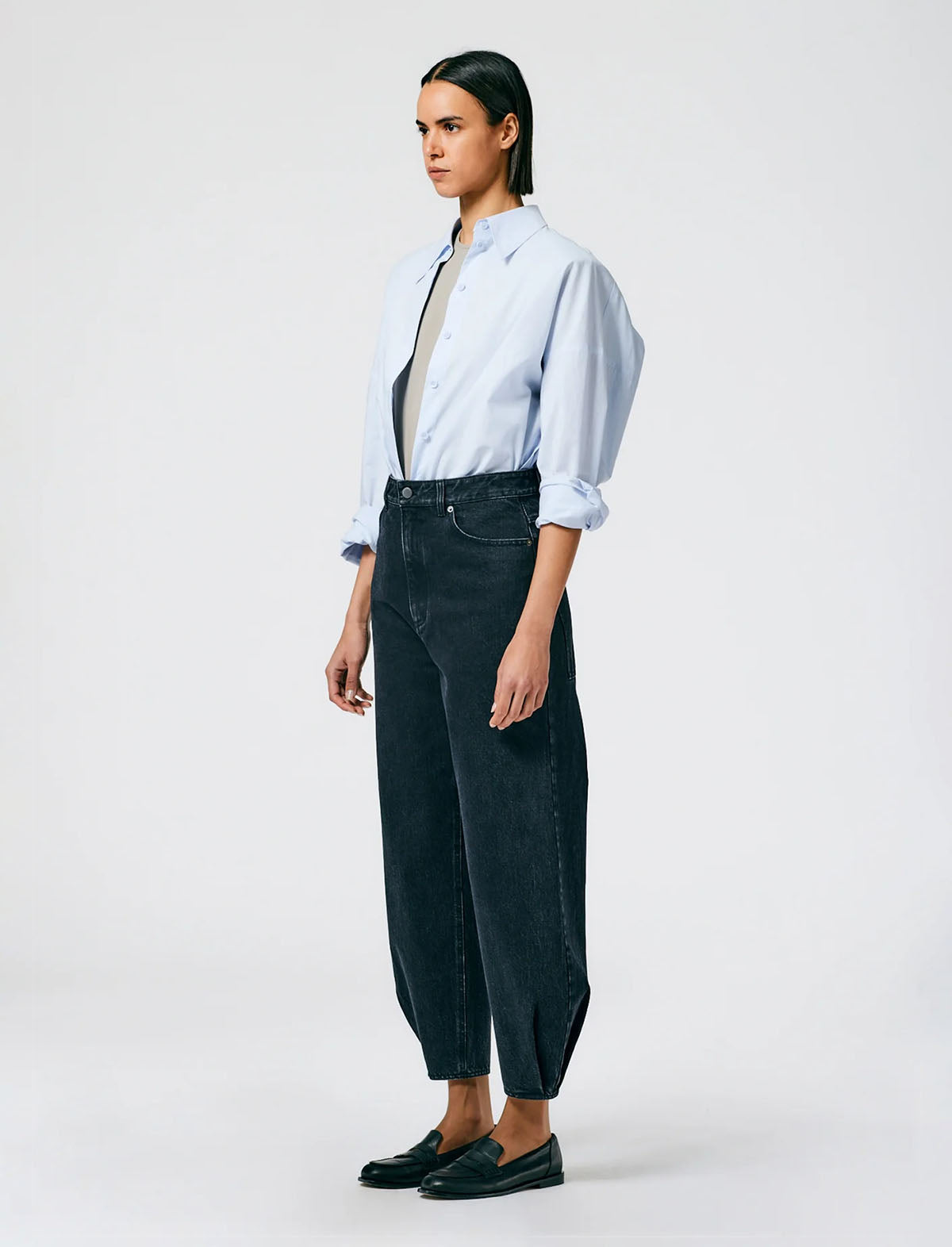 Tibi Fundamental Denim High-Waisted Quinn Jean in Black