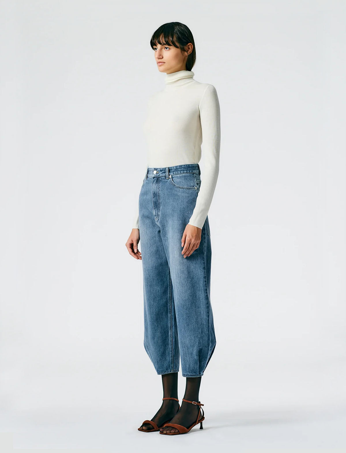 TIBI Fundamental Classic Wash Denim High Waisted Quinn Jeans in Blue