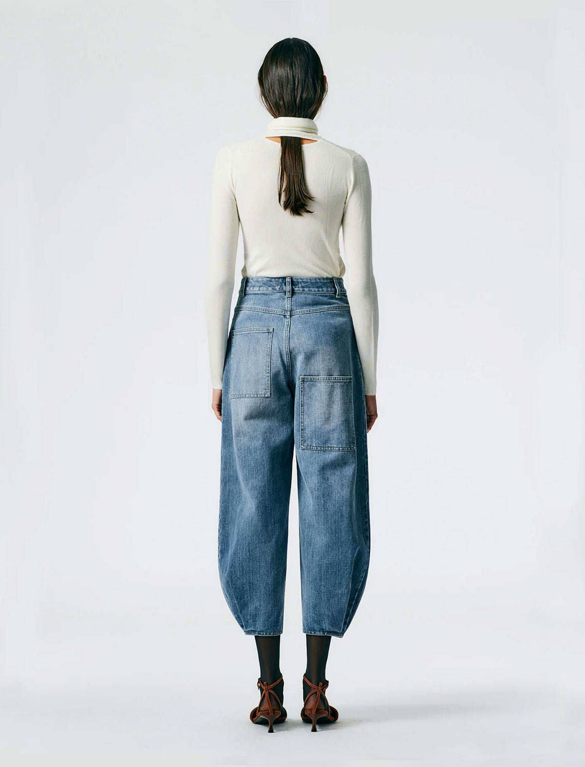 TIBI Fundamental Classic Wash Denim High Waisted Quinn Jeans in Blue