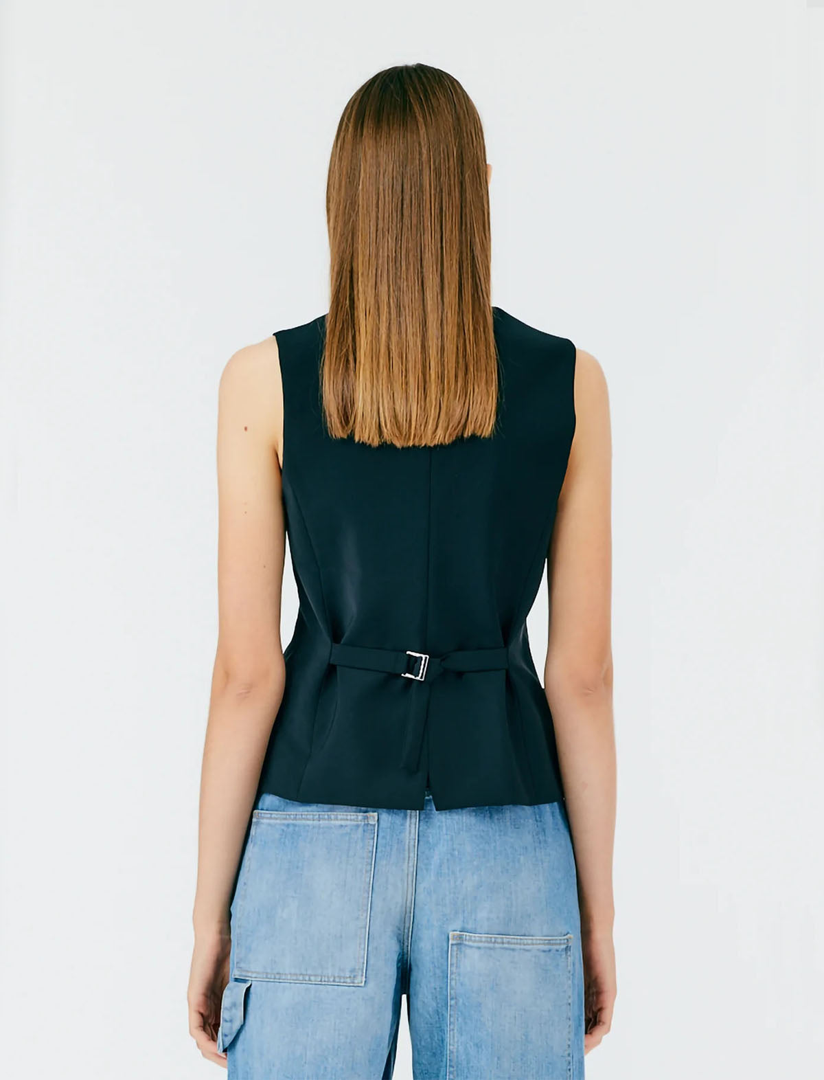 TIBI Fundamental Tropical Wool Vest in Black