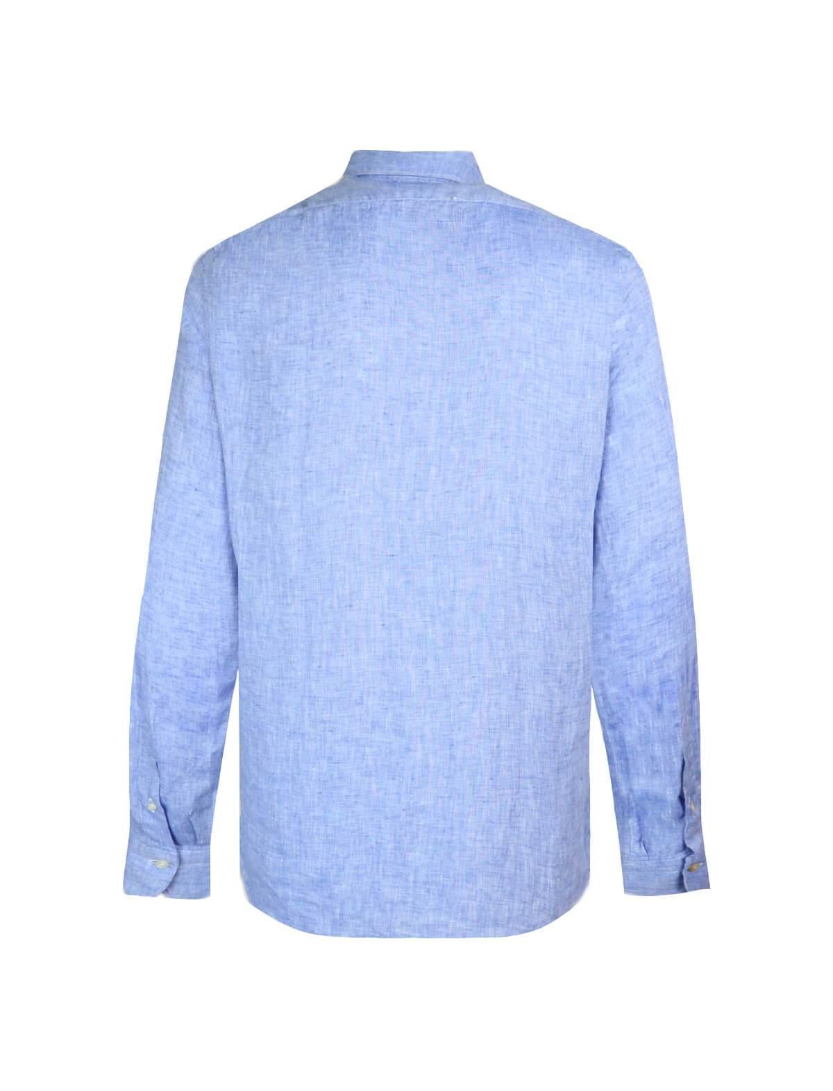 FINAMORE 1925 Tokyo Slim Fit Linen Shirt in Blue | CLOSET Singapore