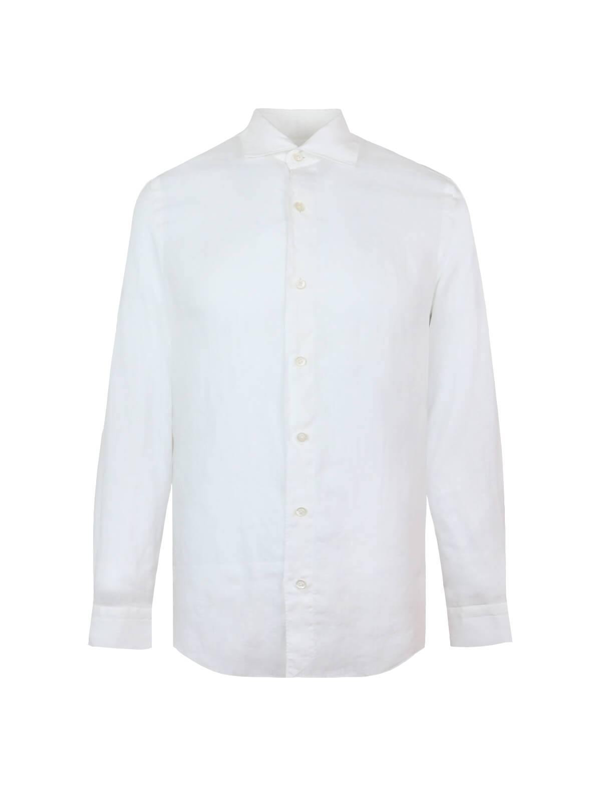 FINAMORE 1925 Tokyo Slim Fit Linen Shirt in White | CLOSET Singapore