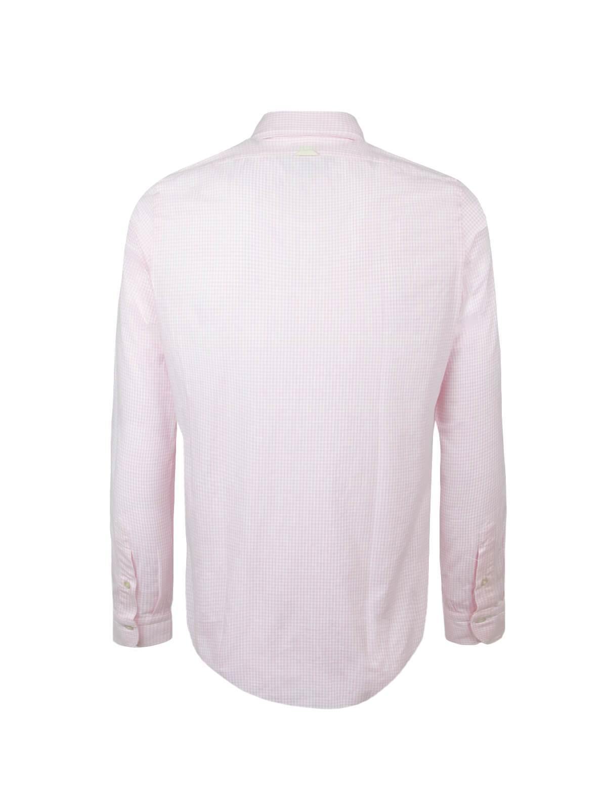FINAMORE 1925 Tokyo Cotton Chambray Shirt in Light Pink Checks | CLOSET Singapore