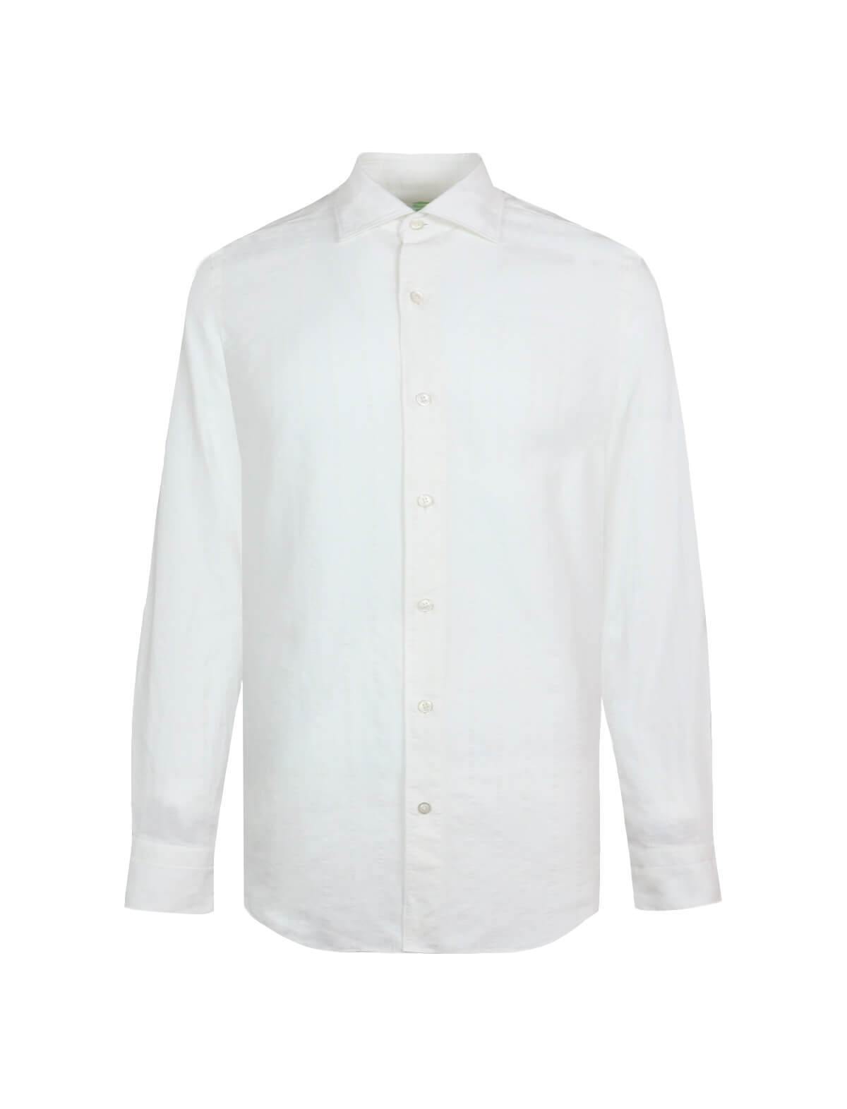 FINAMORE 1925 Tokyo Slim Fit Textured Cotton-blend Shirt in White | CLOSET Singapore