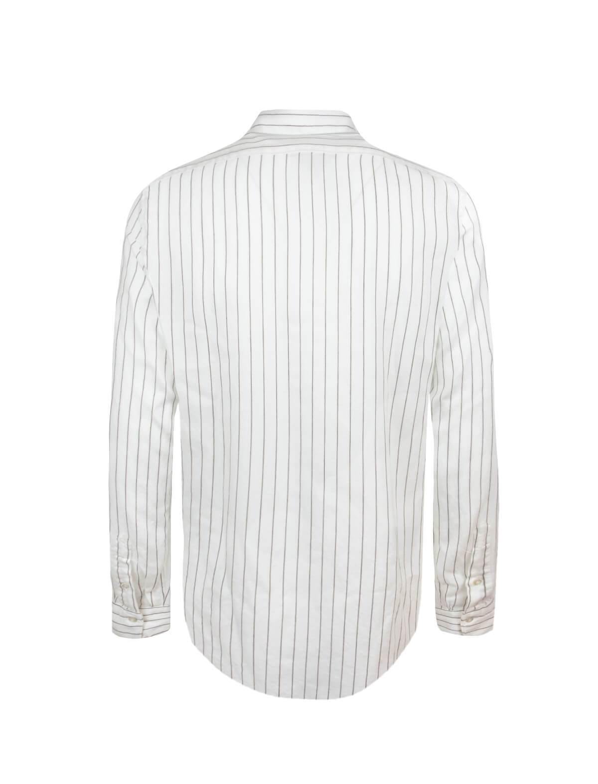 FINAMORE 1925 Tokyo Textile-Wool Blend Shirt in White Pinstripes | CLOSET Singapore