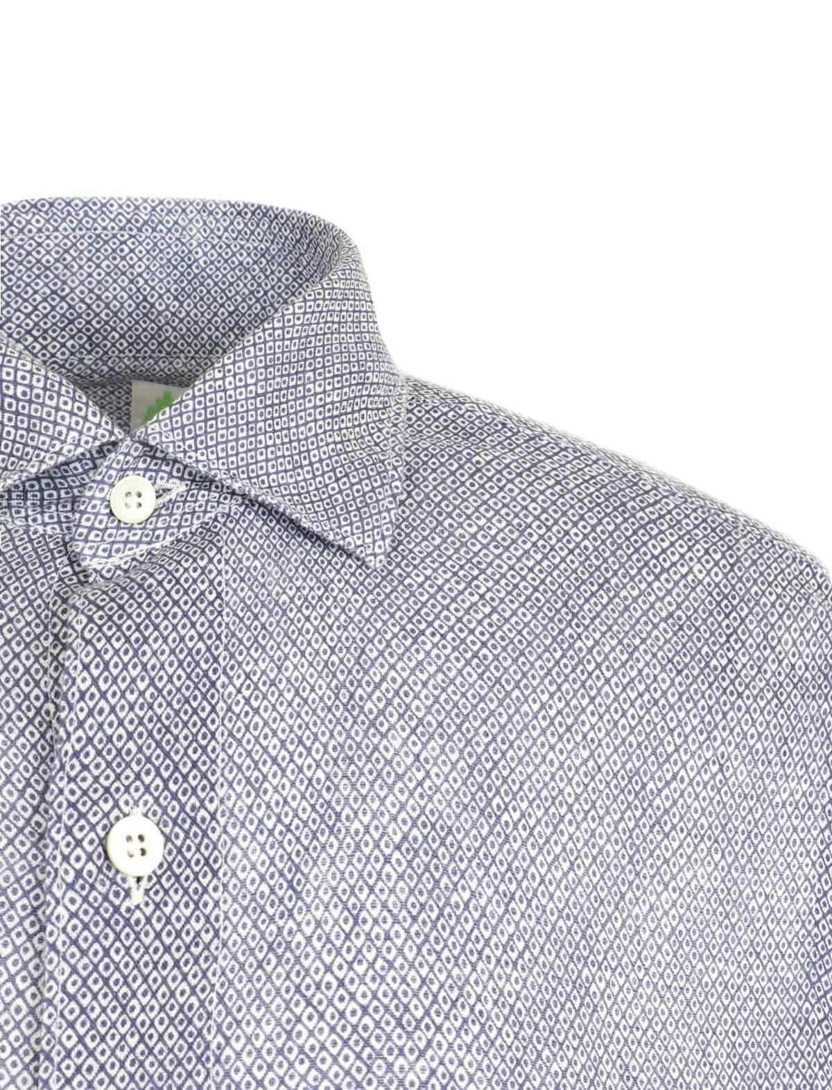 FINAMORE 1925 Tokyo Slim Fit Printed Shirt in Blue | CLOSET Singapore