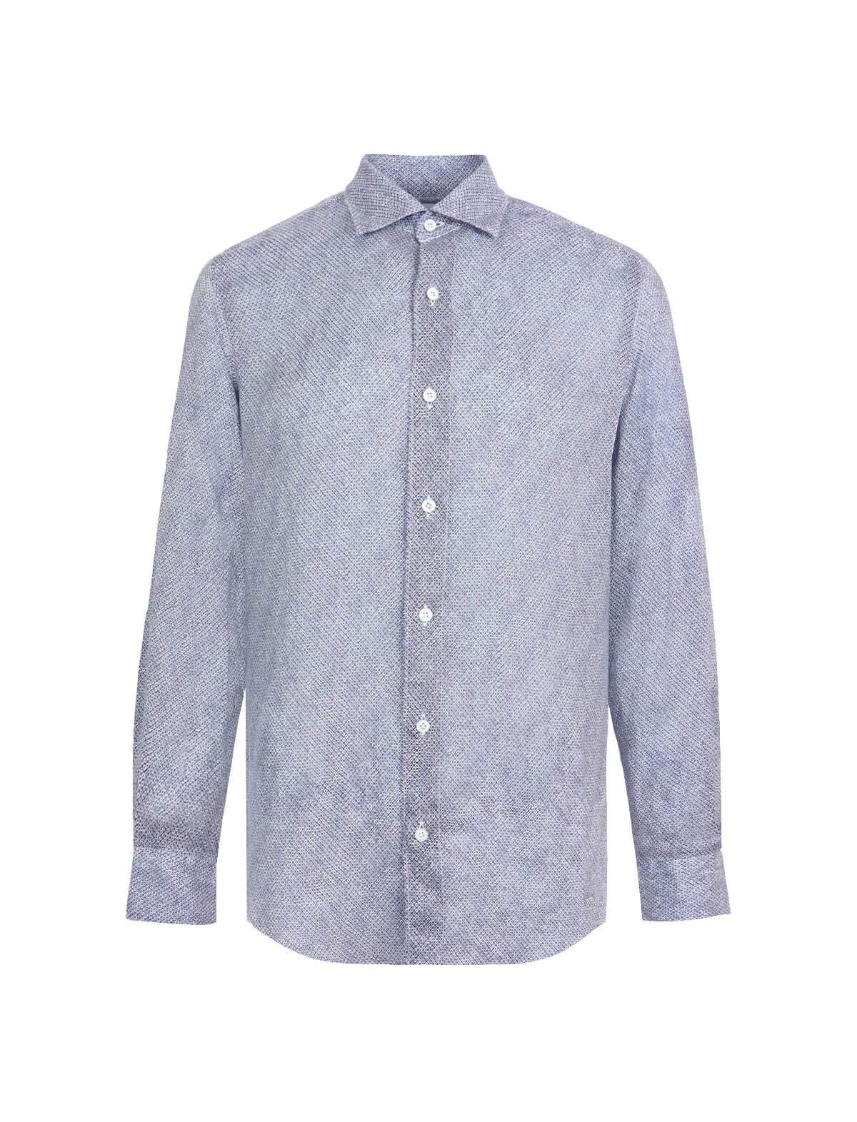 FINAMORE 1925 Tokyo Slim Fit Printed Shirt in Blue | CLOSET Singapore