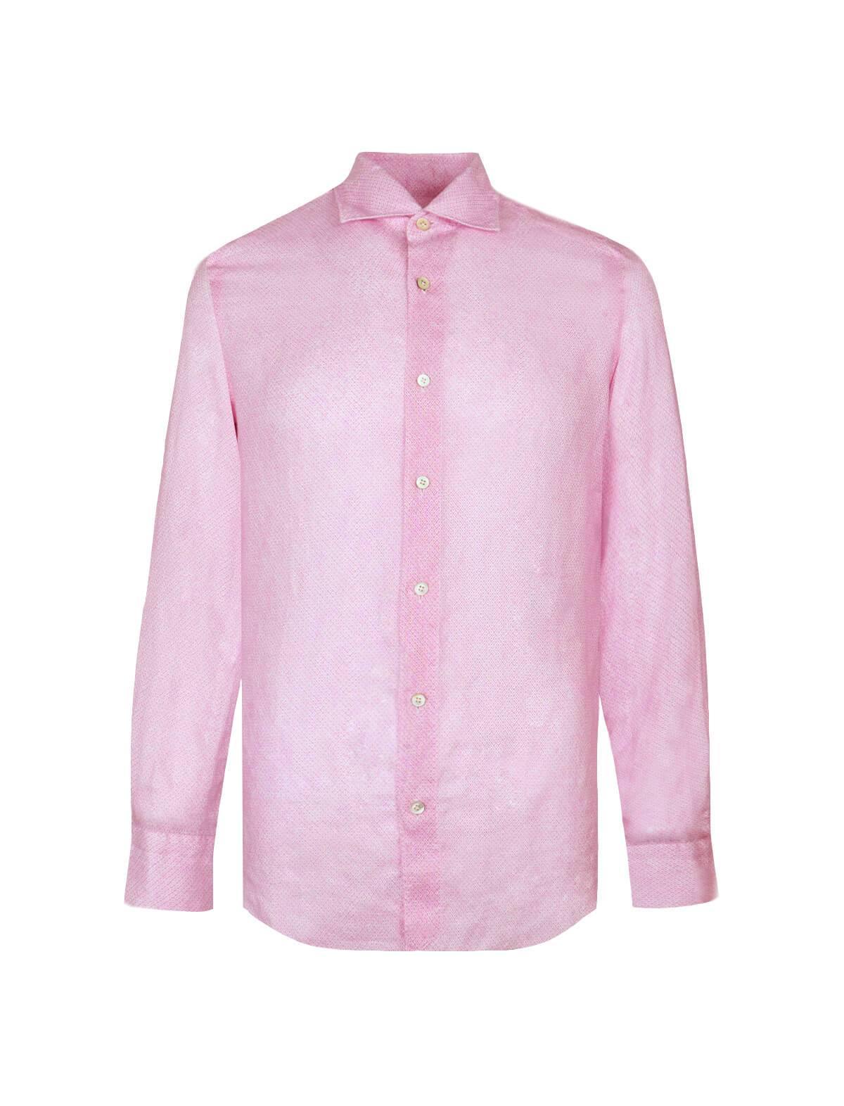 FINAMORE 1925 Tokyo Slim Fit Printed Shirt in Pink | CLOSET Singapore