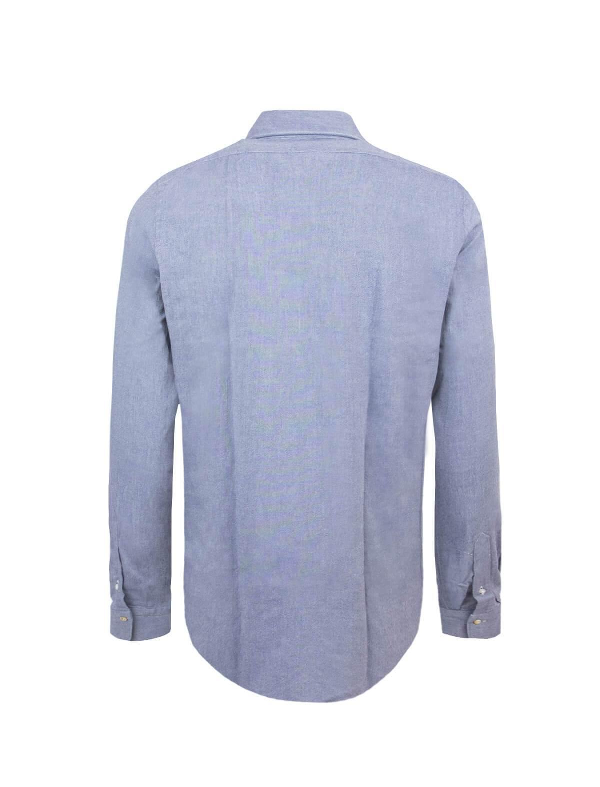 FINAMORE 1925 Tokyo Cotton Chambray Shirt in Blue | CLOSET Singapore