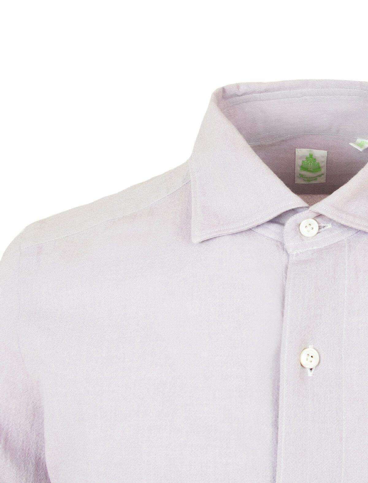 FINAMORE 1925 Tokyo Cotton Chambray Shirt in Pink | CLOSET Singapore