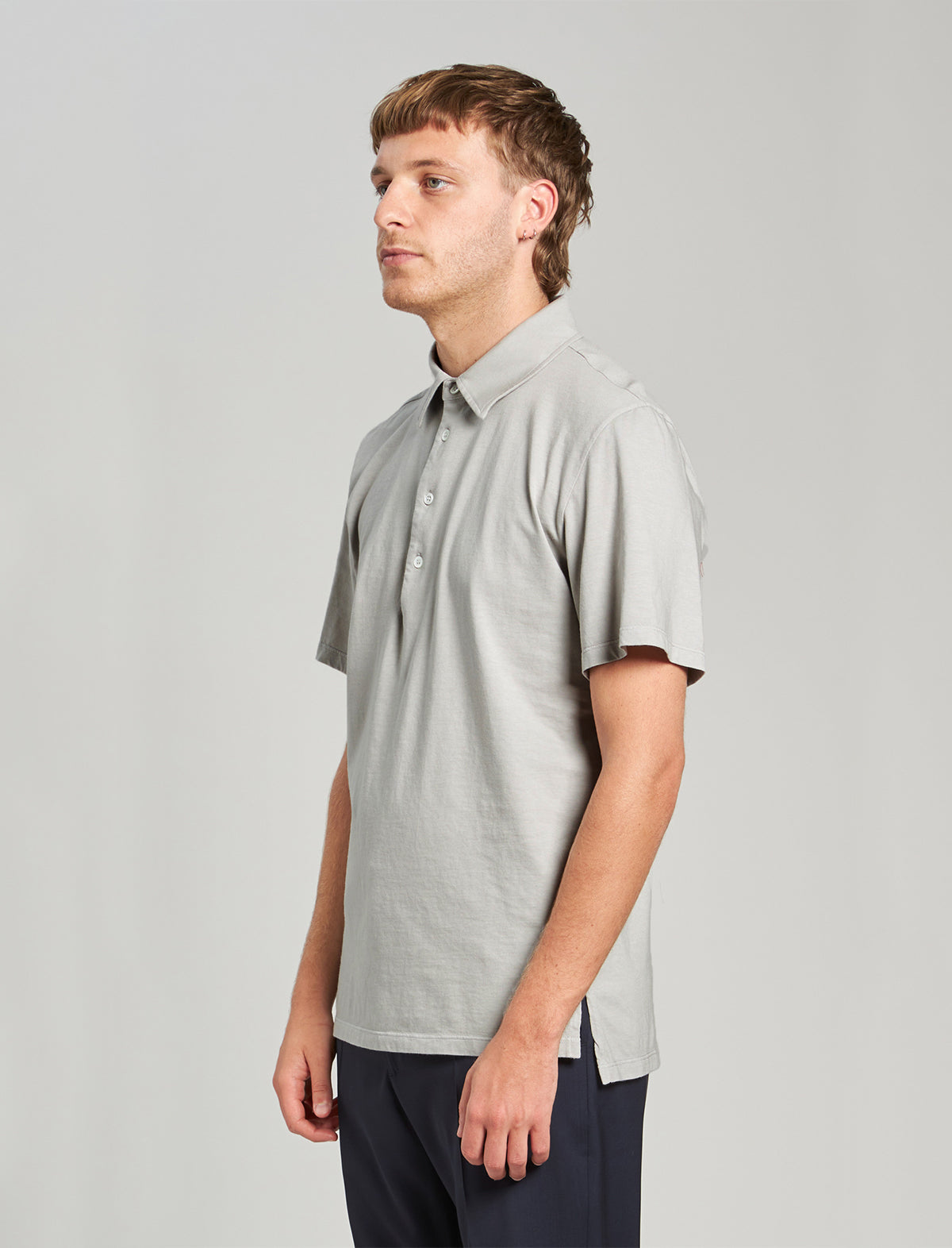 BARENA VENEZIA Cotton Jersey Polo Shirt in Pearl Grey