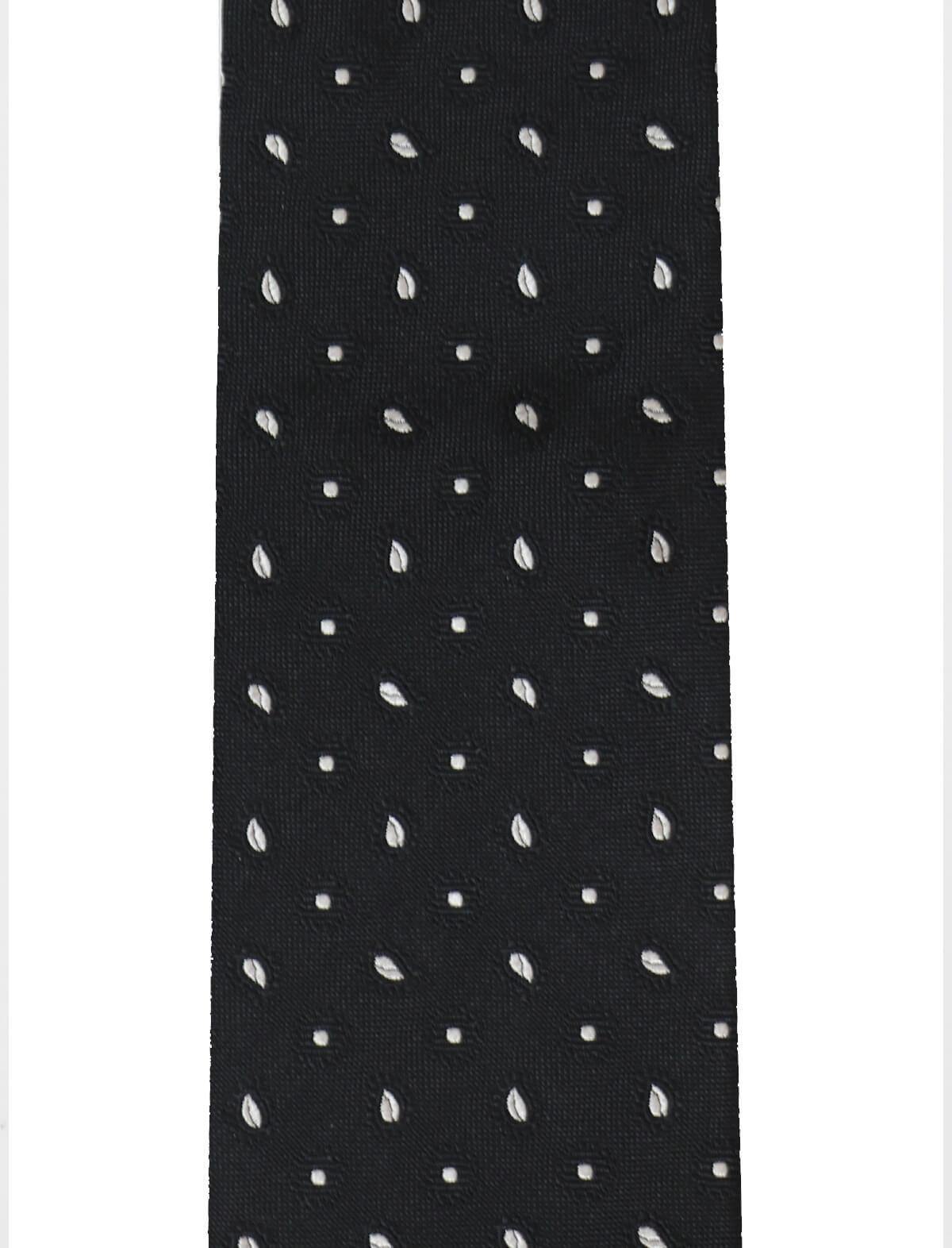 LARDINI Silk Jacquard Tie in Black and White | CLOSET Singapore