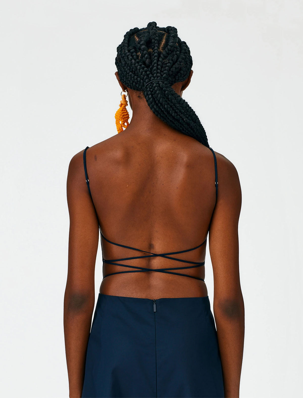 TIBI Eco Poplin Strappy Dress in Dark Navy