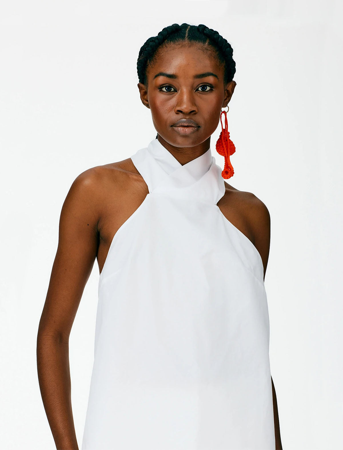 TIBI Eco Poplin Halter Top in White